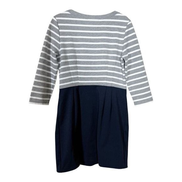 Gap Women’s Navy Gray White Stripe Color Block Pockets Ponte Knit Dress Medium - Picture 2 of 7